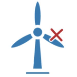Wind turbine icon, blue